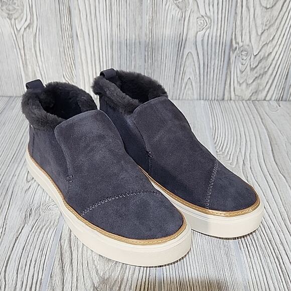 TOMS Paxton Forged Iron Grey Suede/Faux Fur Sneaker, Ankle Boot, Women's 6, NIB - Picture 9 of 14